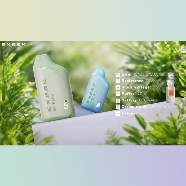 EK Plus ROCK SUGAR PEAR  flavor Disposable electronic cigarette 12000 puff rechargeable vape ceramic vs cotton coil vape 15000 puff vape USA low waste high puff vape 0.8ohm ceramic coil vape - Image 2